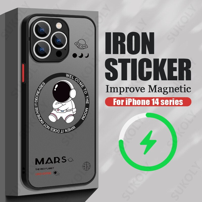 Astronaut Matte Soft Magnetic Case For iPhone
