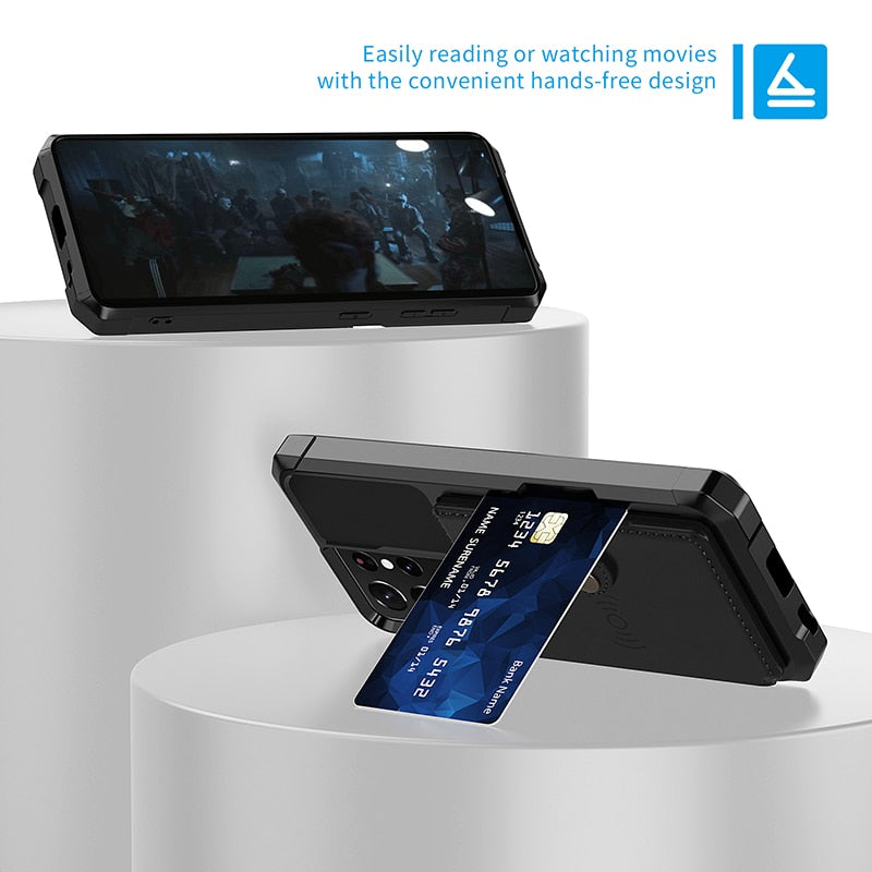 Magnetic Card Holders Wallet Case for Samsung