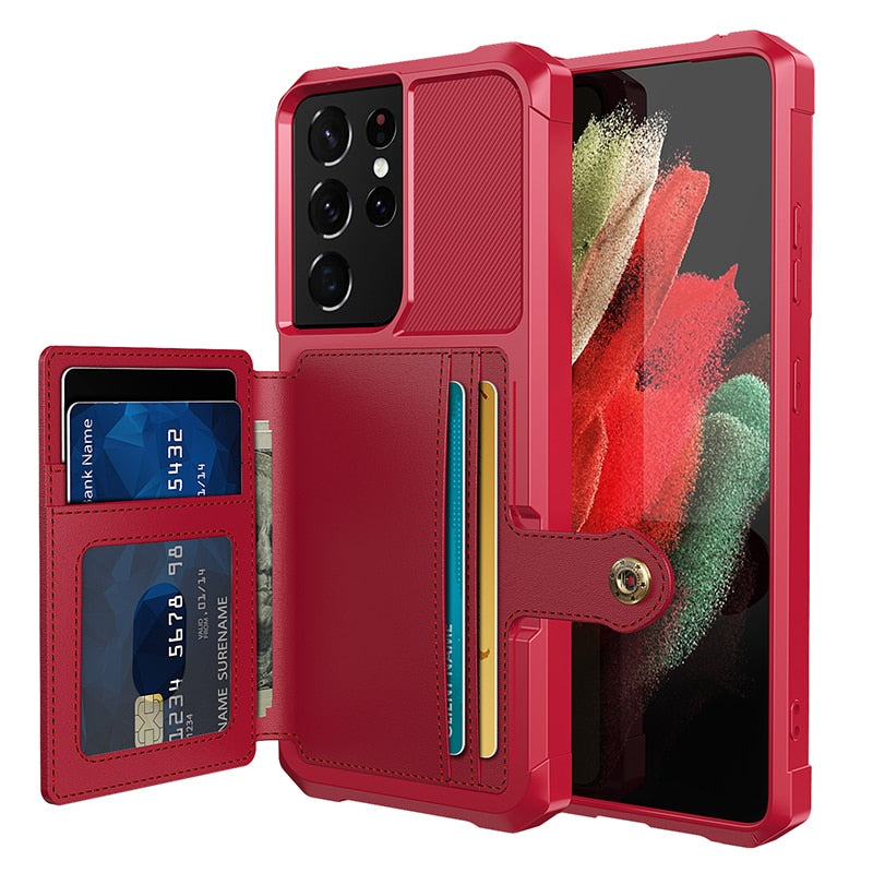 Magnetic Card Holders Wallet Case for Samsung