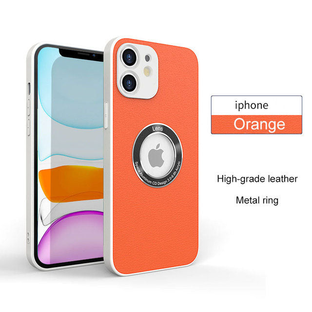 Luxury leather Metal Silicone Case For iPhone