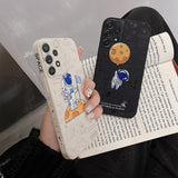 Cute Astronaut Silicone Case For Samsung S22 Plus(Black02-Lanyard)