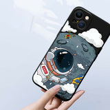 Cute Astronaut With Lanyard Case For iPhone