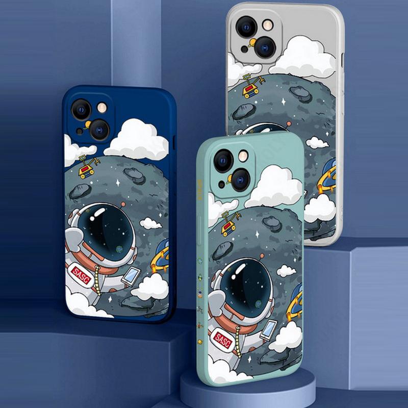 Cute Astronaut With Lanyard Case For iPhone