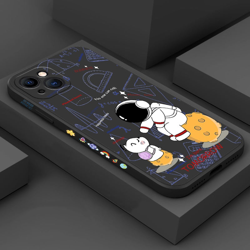 Cute Cartoon Astronaut Silicone Case For iPhone