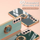 Plating Soft Silicone Ring Holder Case For Samsung S21
