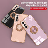 Plating Soft Silicone Ring Holder Case For Samsung S21