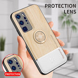 Wood Leather Ring Splicing Case For Huawei