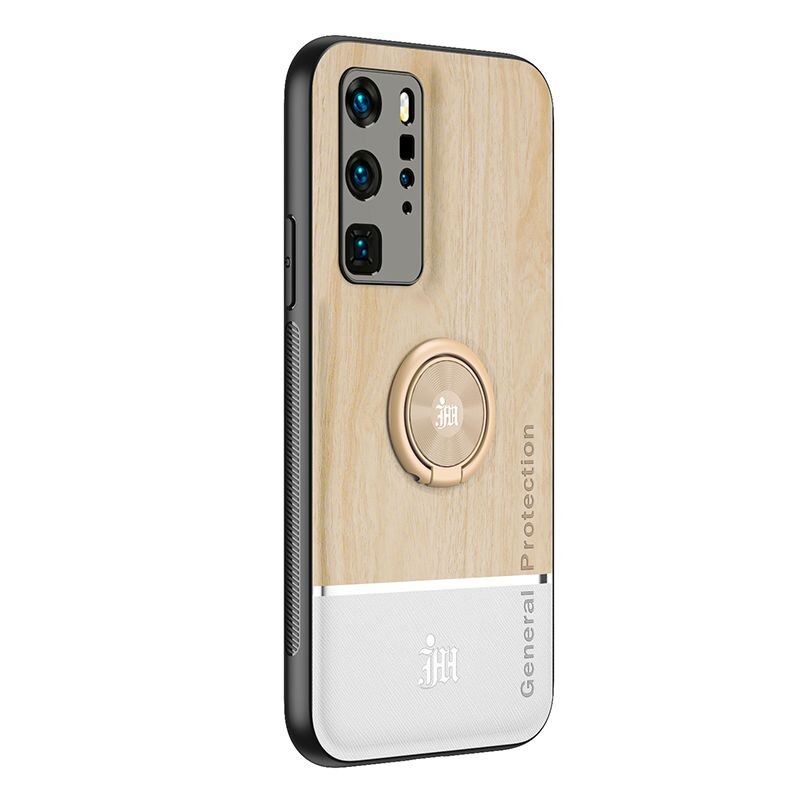 Wood Leather Ring Splicing Case For Huawei