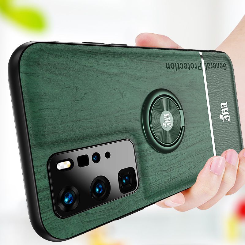 Wood Leather Ring Splicing Case For Huawei