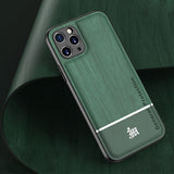 Wood Leather Ring Splicing Case For iPhone