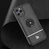 Wood Leather Ring Splicing Case For iPhone