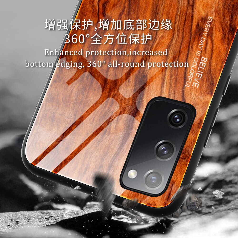 Luxury Wood Tempered Silicone Frame Case For Samsung