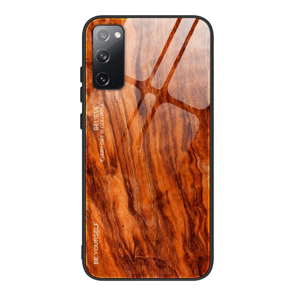 Luxury Wood Tempered Silicone Frame Case For Samsung