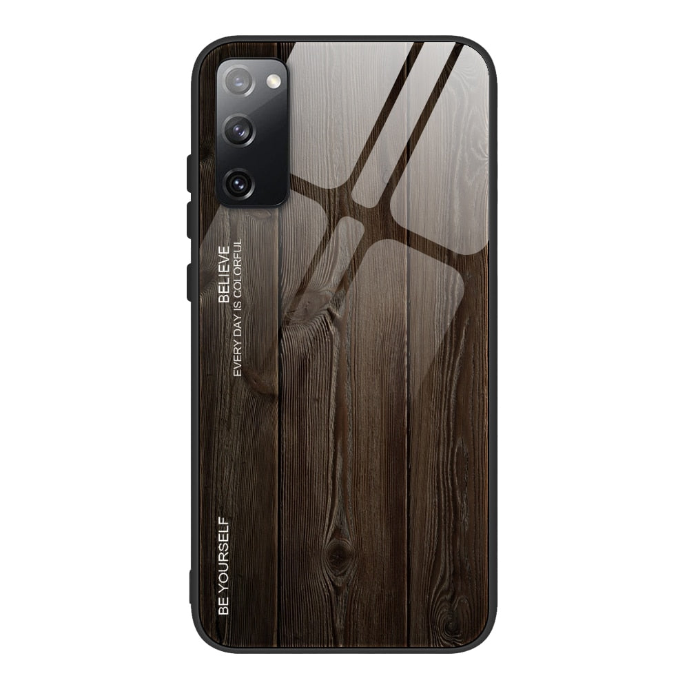 Luxury Wood Tempered Silicone Frame Case For Samsung