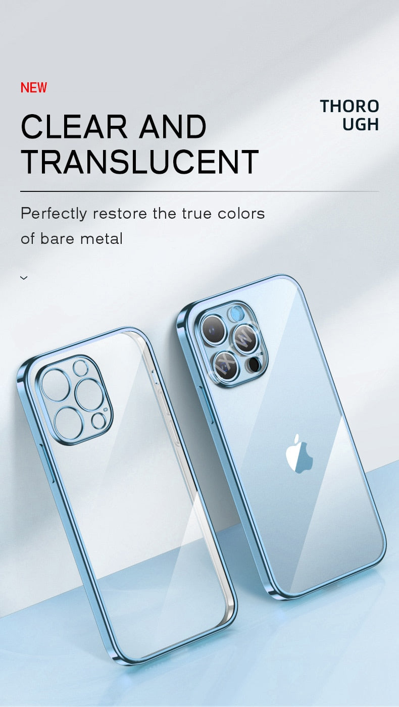 Shockproof Plating Clear Soft Case For iPhone