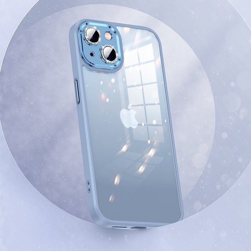 Glitter Lens Protection Clear Case For iPhone