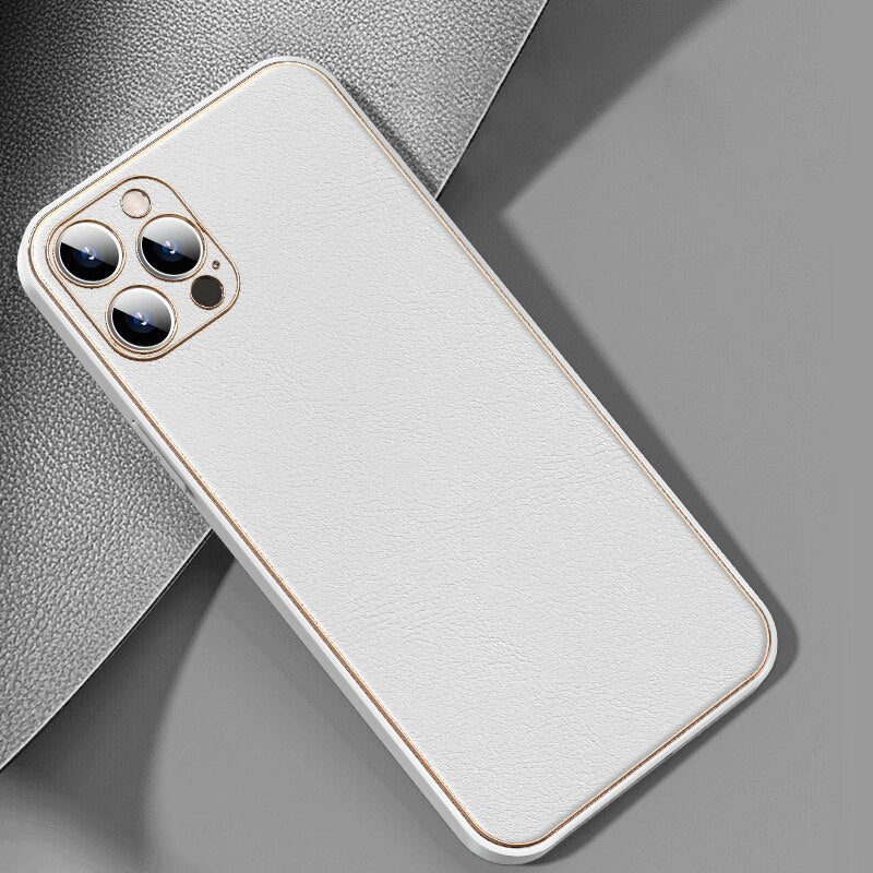 Luxury Leather Lens Protective Case For iPhone