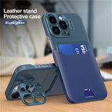 Leather Stand Camera Protective Case For iPhone
