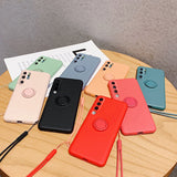 Silicone Metal Ring Holder Case For Huawei