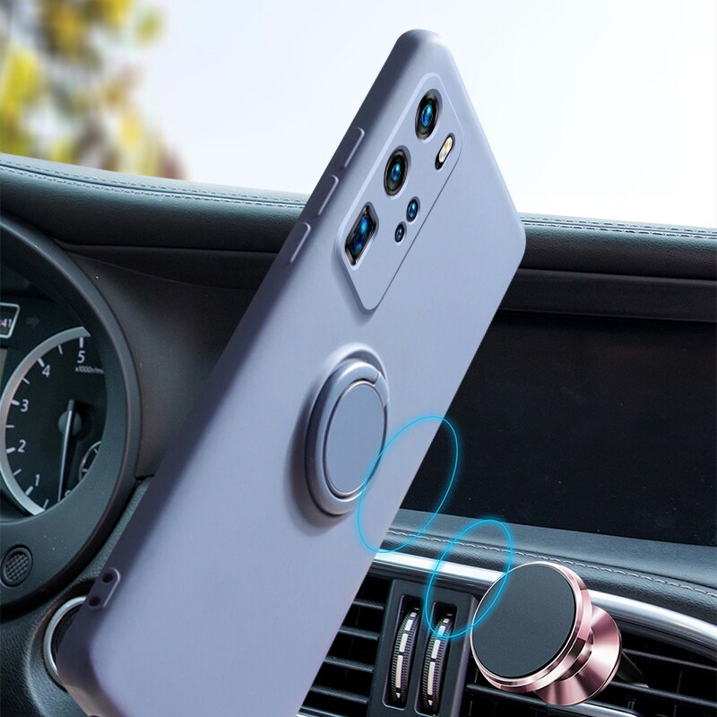 Silicone Metal Ring Holder Case For Huawei