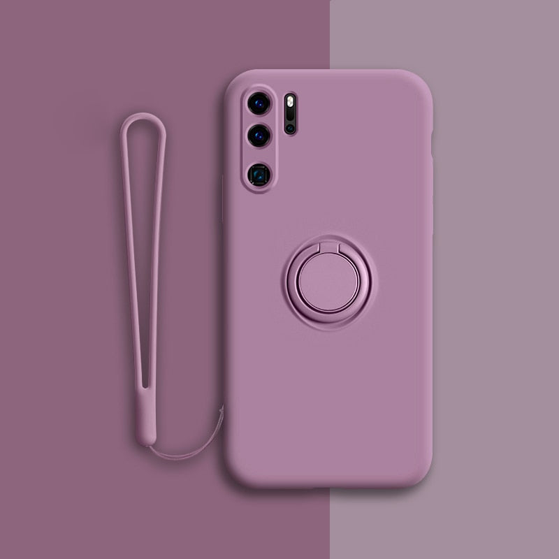 Silicone Metal Ring Holder Case For Huawei