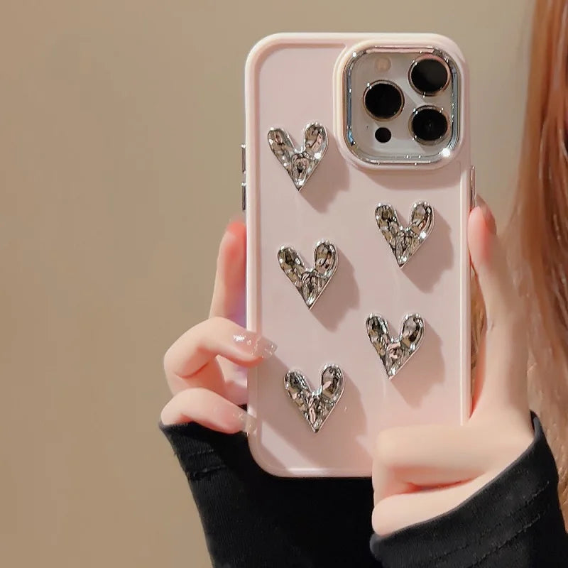 Luxury Plating Love Heart Case For iPhone