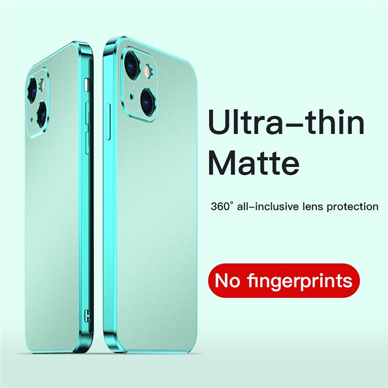 Luxury Plating Matte Square Case For iPhone