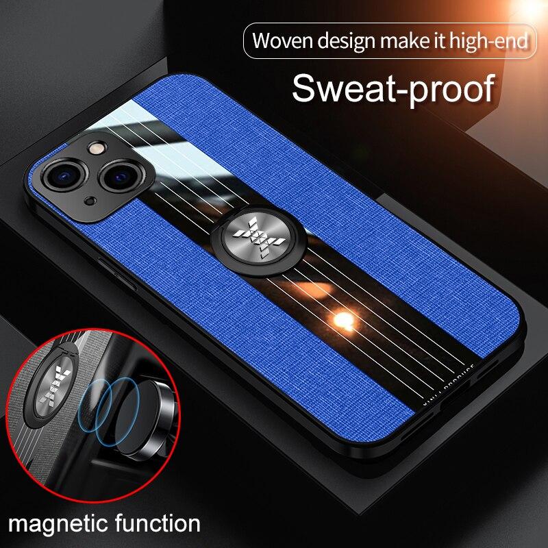 Shockproof Fabrics Ring Holder Case For iPhone