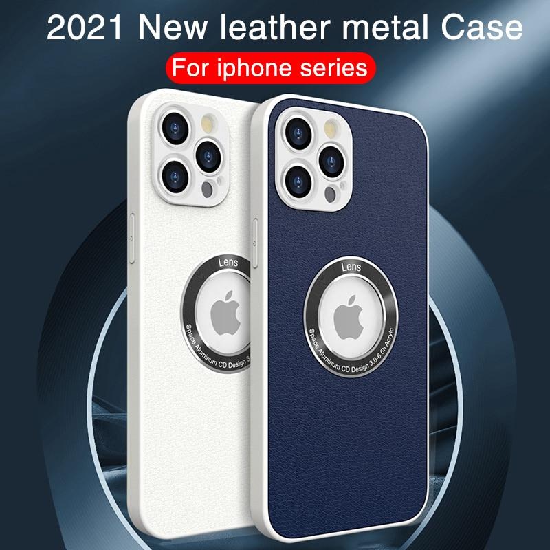 Luxury leather Metal Silicone Case For iPhone