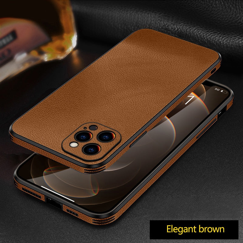 Luxuy PU Leather Lens Protection Case For iPhone