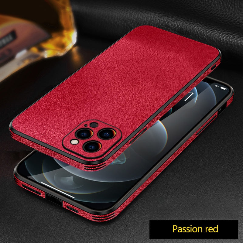 Luxuy PU Leather Lens Protection Case For iPhone