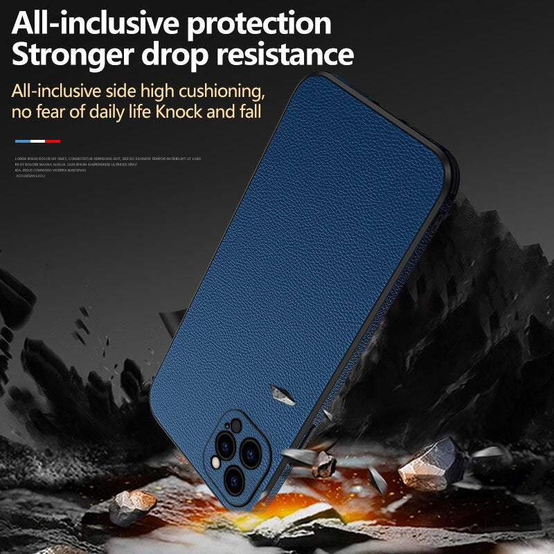 Luxuy PU Leather Lens Protection Case For iPhone