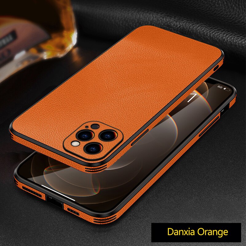 Luxuy PU Leather Lens Protection Case For iPhone