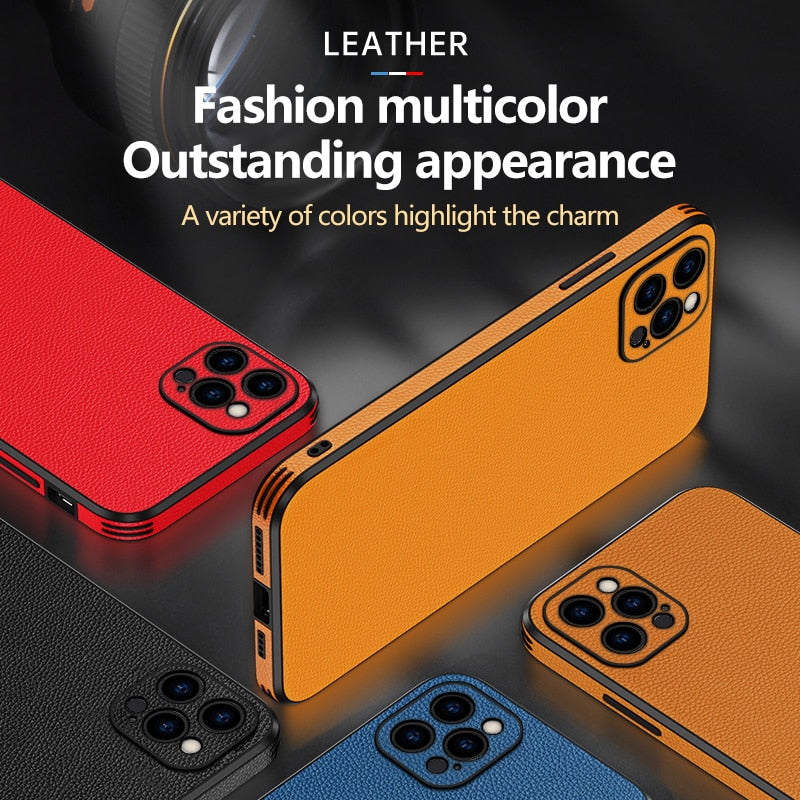 Luxuy PU Leather Lens Protection Case For iPhone