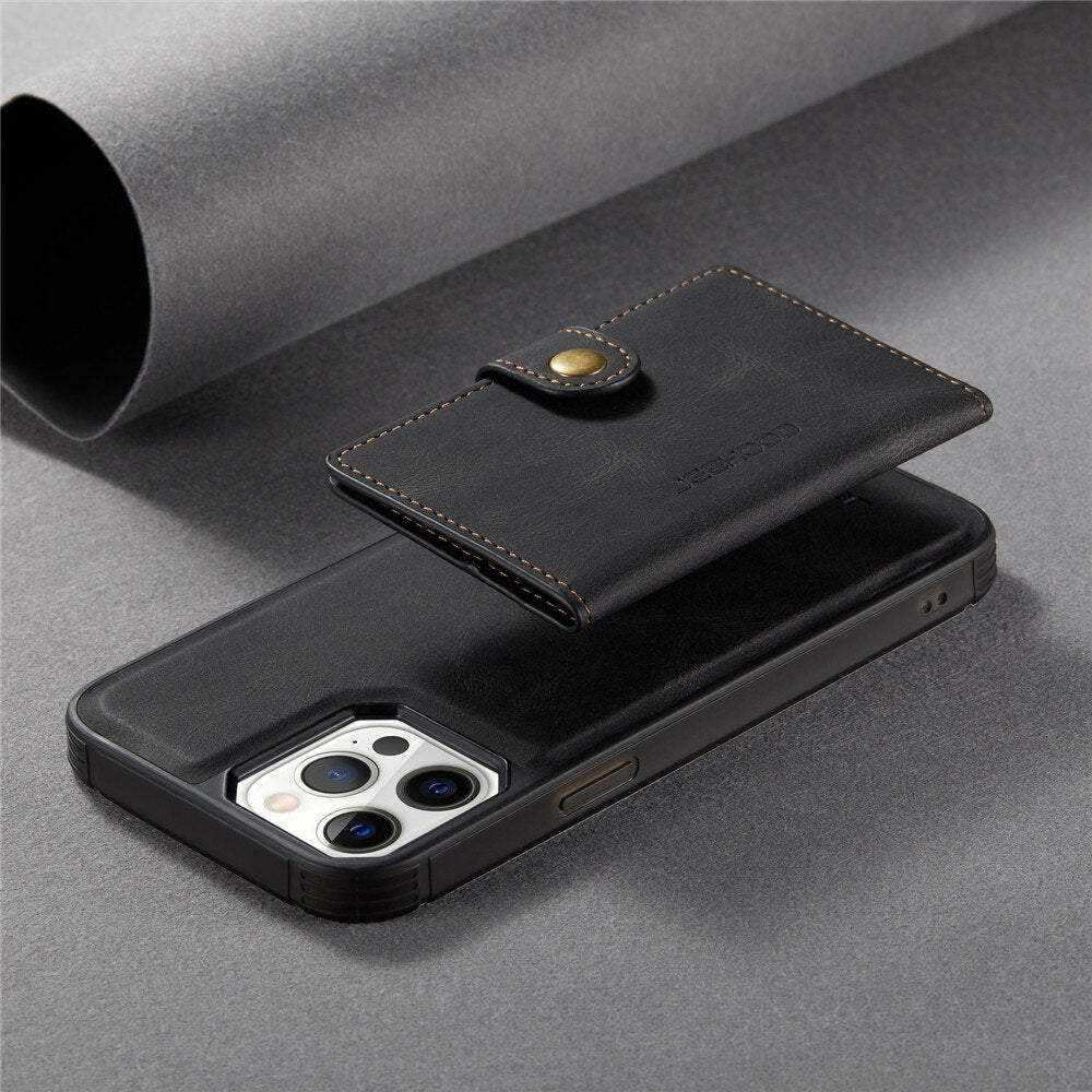 Magnetic Leather Wallet Flip Removable Case for iPhone