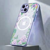 Magnetic Flower Matte Case For iPhone 11(Light blue)