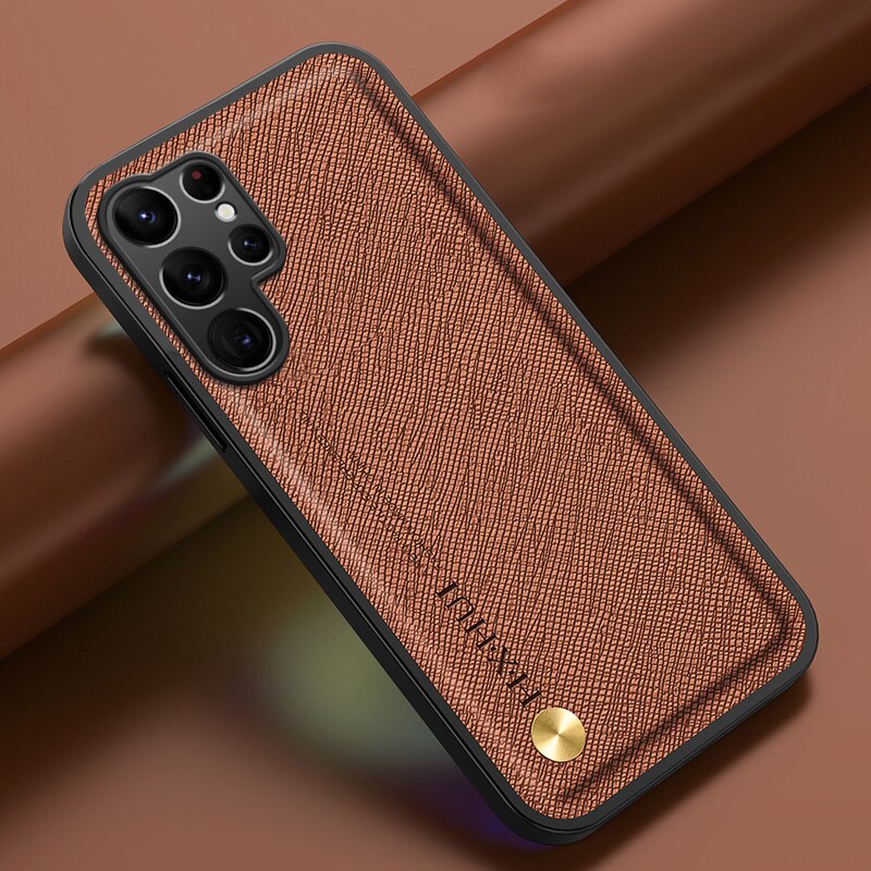 New Cross Grain Leather Case For Samsung