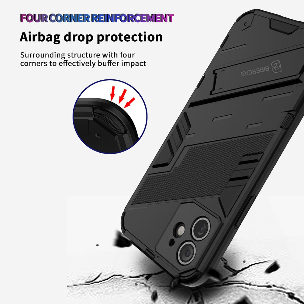 Luxury Armor Shockproof Bracket Case For iPhone