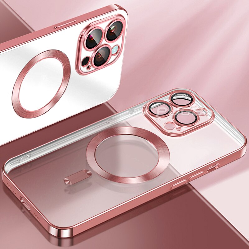 Plating Transparent Magnetic Case For iPhone