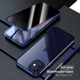Privacy Metal Magnetic Tempered Glass Case For iPhone