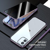 Privacy Metal Magnetic Tempered Glass Case For iPhone