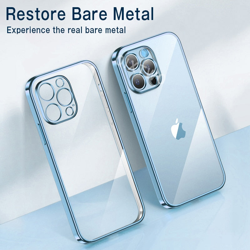 Shockproof Plating Clear Soft Case For iPhone