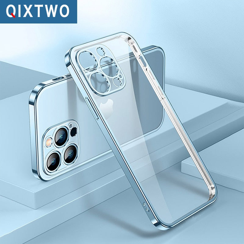 Shockproof Plating Clear Soft Case For iPhone