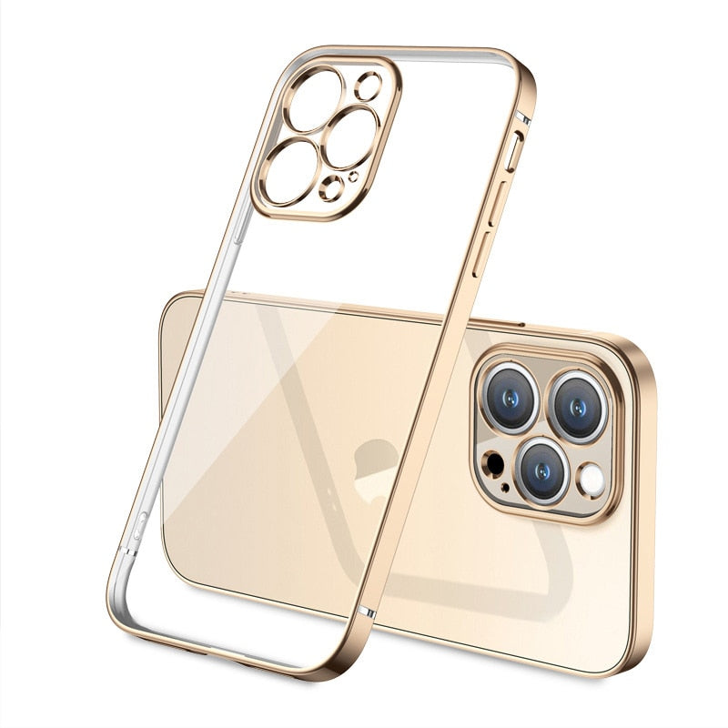 Shockproof Plating Clear Soft Case For iPhone