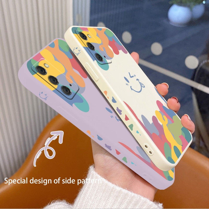 Soft Rainbow Smiley Liquid Case For Samsung