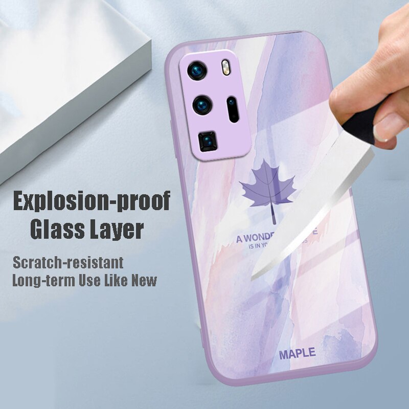 Tempered Glass Watercolor Case for Huawei