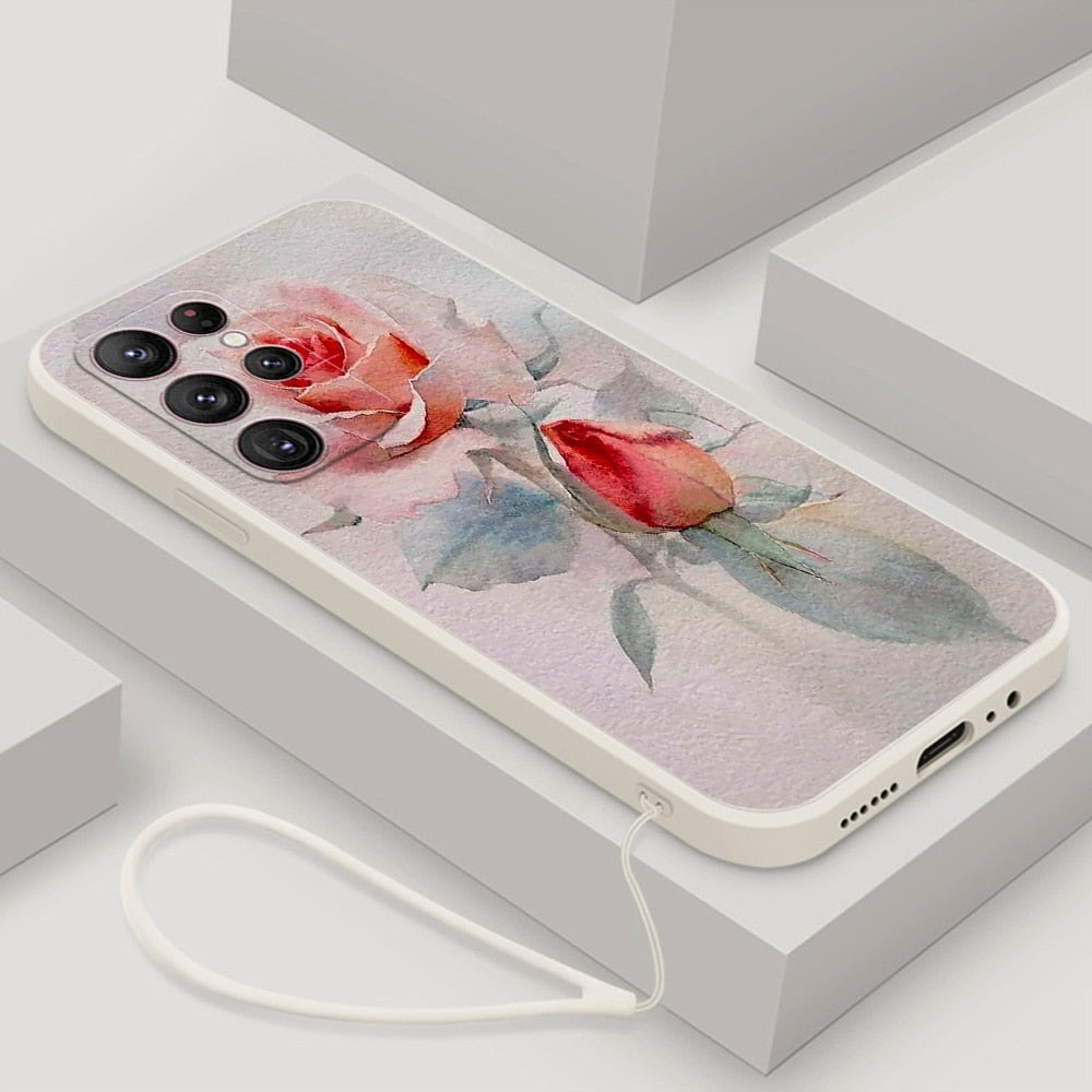 Vintage Painting Flowers Case For Samsung