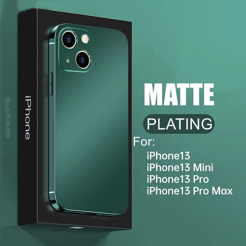 Luxury Plating Matte Square Case For iPhone