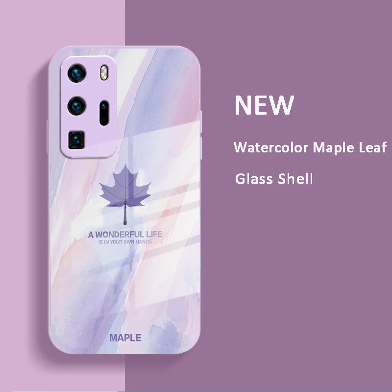 Tempered Glass Watercolor Case for Huawei