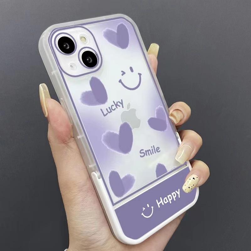 Smiling Face Love Invisible Bracket Case For iPhone
